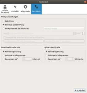 Abbildung 8: Anwender dürfen im Client die Down- und Upload-Bandbreite begrenzen. Damit verstopft der Client nicht eine eventuell dürftige Internet-Verbindung.