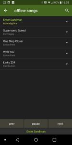 Abbildung 9: Auch offline gibt es was auf die Ohren: Musikdroid behält die zuletzt abgespielten Songs in einem Zwischenspeicher.