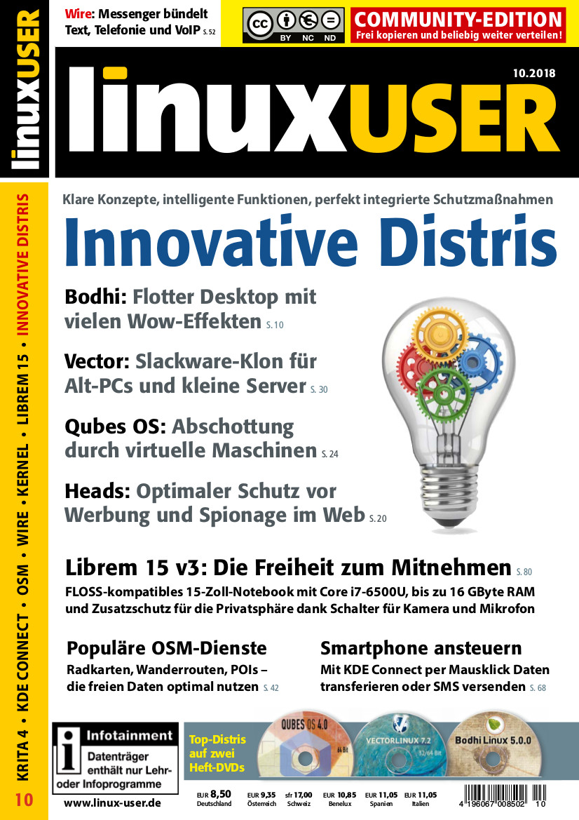 Heftcover LinuxUser Community Edition 10/2018