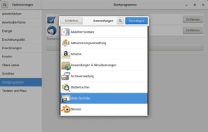 Abbildung 7: Das Aussuchen der Programme f&uuml;r den automatischen Start ist im Gnome-Tweak-Tool (Optimierungen) wegen der Symbole sehr komfortabel.
