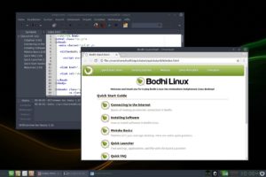 Abbildung 1: Kleiner Bug beim ersten Start von Bodhi Linux 5.0.0: Die Schnellstartanleitung öffnet sich im Geany-Editor anstatt im Browser.