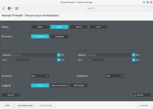 Abbildung 3: Die Firewall lässt sich mit wenigen Mausklicks konfigurieren.