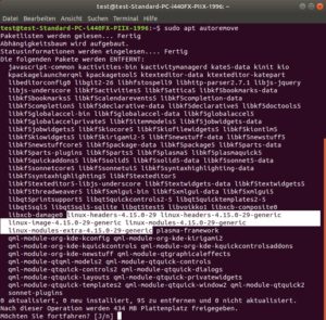 Abbildung 4: Das Kommando <code>apt autoremove</code> räumt bei Debian und seinen Abkömmlingen nicht mehr benötigte Pakete von der Festplatte.