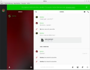 Abbildung 4: Wire gestattet außerdem Videotelefonate, sofern die beteiligten Rechner über die entsprechende Hardware verfügen.