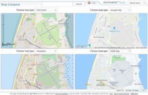 Abbildung 14: Bis zu vier Varianten von Karten lassen sich mit MapCompare vergleichen.