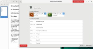 Abbildung 2: Das Gnome-Programm erstellt automatisch Einkaufslisten aus den Lieblingsrezepten. Diese drucken Sie aus oder verschicken sie ebenfalls per Mail.
