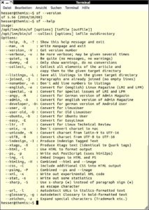 Abbildung 6: Satzfertig ("sf") hat viele Features und muss sich damit nicht vor ausgewachsenen Unix-Tools verstecken.