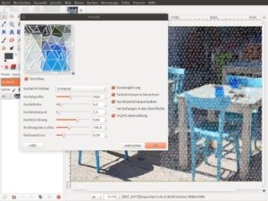 Abbildung 2: Mit dem <span class="ui-element">Mosaik</span>-Effekt von Gimp peppen Sie langweilige Motive auf. Je nach Kachelgröße wirkt das Mosaik oft erst aus der Nähe interessant.