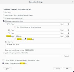Abbildung 3: Im ersten Anlauf gelang es nicht, bei aktiviertem Anonsurf Onion-Sites über Firefox aufzurufen. Das Anpassen der <span class="ui-element">Connection Settings</span> behob den Fehler.