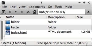 Abbildung 4: &Uuml;ber den Dateimanager PCManFM rufen Sie den Verzeichnisbaum des USB-Sticks auf.