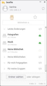 Abbildung 4: Der Client listet alle Bibliotheken und Freigaben auf.