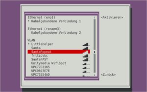 Abbildung 4: Wer ungern Kommandos eintippt, dem bietet die Terminal-Benutzeroberfl&auml;che des NetworkManagers eine komfortable Alternative.