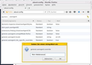 Abbildung 4: Ändern Sie User Agent Strings in Mozilla Firefox, weiß die besuchte Seite unter Umständen nicht mehr, von welchem System Sie wirklich kommen.