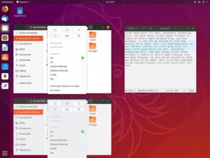 Abbildung 1: Das neue Ubuntu-Design wirkt modern und übersichtlich. Aktive und nichtaktive Fenster unterscheiden sich durch Farben, die die abgeblendeten Elemente aber nicht unleserlich macht.