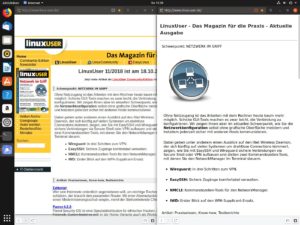 Abbildung 2: Der minimalistische Gnome-Browser bringt wie Firefox nun eine Ansicht mit, die beim Lesen überflüssiges Drumherum der Webseiten ausblendet.
