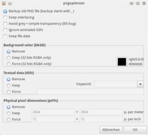 Abbildung 3: Die Konfiguration der Software gestattet es, einige Parameter zu modifizieren, darunter, ob sie Backups von komprimierten Dateien anlegt.