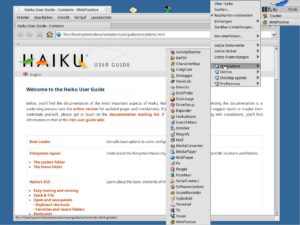 Abbildung 3: Der Tracker, symbolisiert durch eine Feder, ist das zentrale Bedienelement des Desktops. Er ist Herr &uuml;ber Applikationen, Applets und Einstellungen.