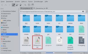 Abbildung 4: Nutzt eine Software CMake als Build-System, dann liegt im Quellcode statt <code>configure</code> eine Datei <code>CMakeLists.txt</code>.