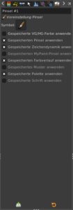 Abbildung 5: Zus&auml;tzliche Einstellungen f&uuml;r Gimp-Pinsel nehmen Sie im Reiter (<span class="ui-element">Voreinstellung ...</span>) vor.