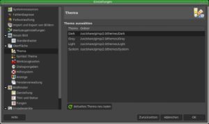 Abbildung 6: Vier neue Themes stehen nun voreingestellt f&uuml;r die Oberfl&auml;che bereit. Die Entwickler habe diese gestaltet, damit die Oberfl&auml;che m&ouml;glichst wenig bei der Arbeit mit dem Programm ablenkt.