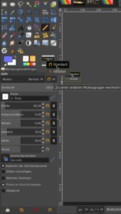 Abbildung 14: Gimp&nbsp;2.10 unterscheidet nun zwischen zwei Gruppen von Mal- beziehungsweise Ebenenmodi.