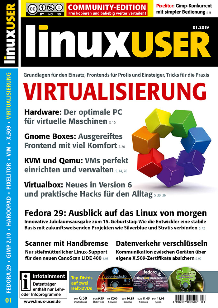 Heftcover LinuxUser Community Edition 01/2019