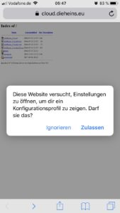 Abbildung 1: Zum Einrichten des Zertifikats auf einem iPhone oder iPad genügt ein Aufruf von Safari.