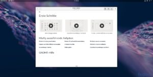 Abbildung 2: Die Gnome-Shell bietet Einsteigern beim Start Hilfe an, um die ersten Schritte mit der neuen Distribution zügig abzuarbeiten.