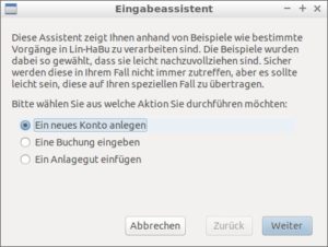 Abbildung 3: Ein Assistent erleichtert den Einstieg in Lin-HaBu.