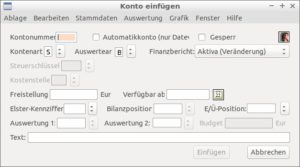 Abbildung 4: Zu den einzelnen Konten gilt es, zahlreiche Angaben zu machen.