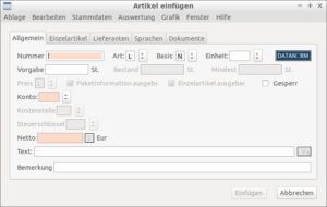 Abbildung 8: In einem Artikeldialog nehmen Sie Warenbestände auf.