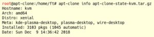 Abbildung 2: Der Info-Parameter liefert Daten zu Hostname, Architektur, Gr&ouml;&szlig;e und Erstellungsdatum des Archivs. Im vorliegenden Beispiel erkannte die Software allerdings Debian "Sid" versehentlich als Ubuntu "Xenial".