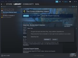 Abbildung 2: Per Proton unter Windows lauffähige Spiele markiert Steam über die Anmerkung <span class="ui-element">Runs on this computer via Steam Play</span>.