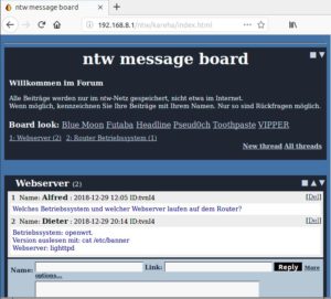 Abbildung 3: Haben Sie die Software korrekt installiert und außerdem die passenden Pakete auf dem Rechner nachgezogen, lässt sich das Message-Board über einen Webbrowser starten.