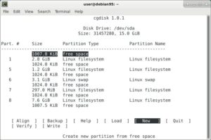Abbildung 4: Mit Cgdisk sehen Sie sich bei Bedarf die Parameter der Partitionen an. Dabei liest das Programm die Daten aus einer GUID-Partitionstabelle.