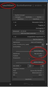 Abbildung 4: Die Ausgabeformate stellen Sie bei Darktable explizit vorab ein, sodass der Konverter sie auch beim automatischen Export ber&uuml;cksichtigt.