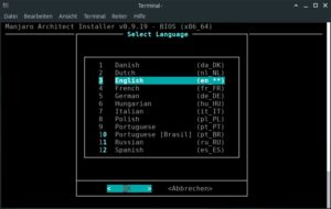 Abbildung 4: Wollen Sie die Befehlshoheit bei der Installation nicht an eine GUI abgeben, dann erlaubt Ihnen der <span class="ui-element">Manjaro Architect</span> eine erheblich umfangreichere Konfiguration.