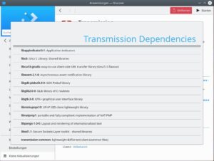 Abbildung 5: Es fehlt noch die &Uuml;bersetzung von <span class="ui-element">Show Dependencies</span> ins Deutsche, aber ein Klick darauf zeigt die Abh&auml;ngigkeiten des gew&auml;hlten Pakets an.