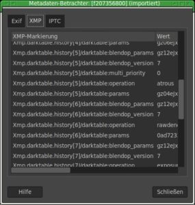 Abbildung 8: RAW-Konverter wie Darktable schreiben ihre "Rezepte" zur Rekonstruktion des Abzugs in XMP-Dateien ("Sidecar").