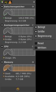 Abbildung 10: In Gimp 2.10.4 erweiterten die Entwickler das Dashboard und das Kontextmen&uuml; (zug&auml;nglich &uuml;ber das kleine Dreieck).