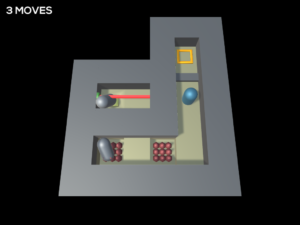Hier öffnet der Schalter gleichzeitig den Gang zum Ziel.