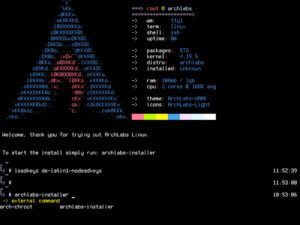 Abbildung 1: Die Zeiten eines Live-Systems sind bei ArchLabs vorbei – nach dem Booten der ISO-Datei landen Sie in einer Shell.