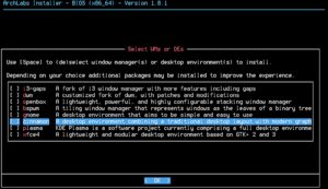 Abbildung 2: Neben Openbox stehen dem Nutzer bei ArchLabs jetzt schon während der Installation verschiedene Desktops zur Auswahl, darunter XFCE 4.