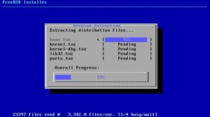 Abbildung 2: Auch die Fortschrittsanzeige fällt bei FreeBSD höchst schlicht aus.