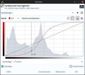 Abbildung 2: Mithilfe der Kurve verändern Sie helle und dunkle Farbbereiche, indem Sie die entsprechenden Bereiche anheben oder absenken. Der Effekt hängt dabei davon ab, wie stark die mit Ankerpunkten erzeugte S-Kurve ausfällt.