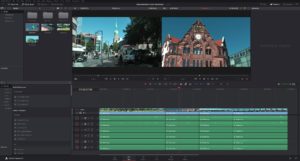 Abbildung 6: Die Darstellungsform der einzelnen Filmstreifen auf der Zeitleiste beeinflussen Sie, indem Sie in Ihrer Symbolleiste auf <span class="ui-element">Timeline View Options</span> rechts neben dem blauen Fähnchen klicken.