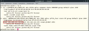 Abbildung 6: Der Befehl <code>ip a</code> auf der Konsole stellt die einfachste Möglichkeit dar, die IP-Adresse eines Linux-Rechners zu ermitteln.
