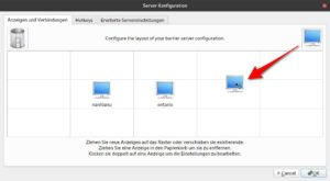 Abbildung 3: In der Server-Konfiguration gleichen Sie das von Barrier genutzte Layout mit der Anordnung der Monitore auf Ihrem Schreibtisch ab.