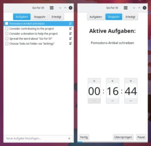 Abbildung 4: Die Oberfl&auml;che von Go For It erinnert an die simpel gestrickten Anwendungen von Elementary&nbsp;OS, greift jedoch auf das Qt-Toolkit zur&uuml;ck.