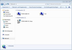 Abbildung 5: Nach Start des Samba-Servers erscheint <span class="ui-element">TUX</span> unter <span class="ui-element">Netzwerk</span> im Windows-Dateimanager.